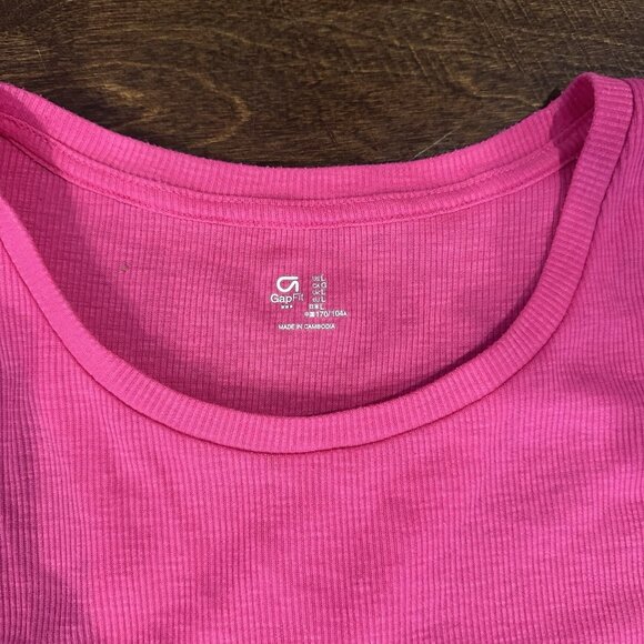 GapFit Lot Of 3 Ribbed Tank Tops Sz Large Pink Turquoise Wine Racerback Athletic - Picture 3 of 8